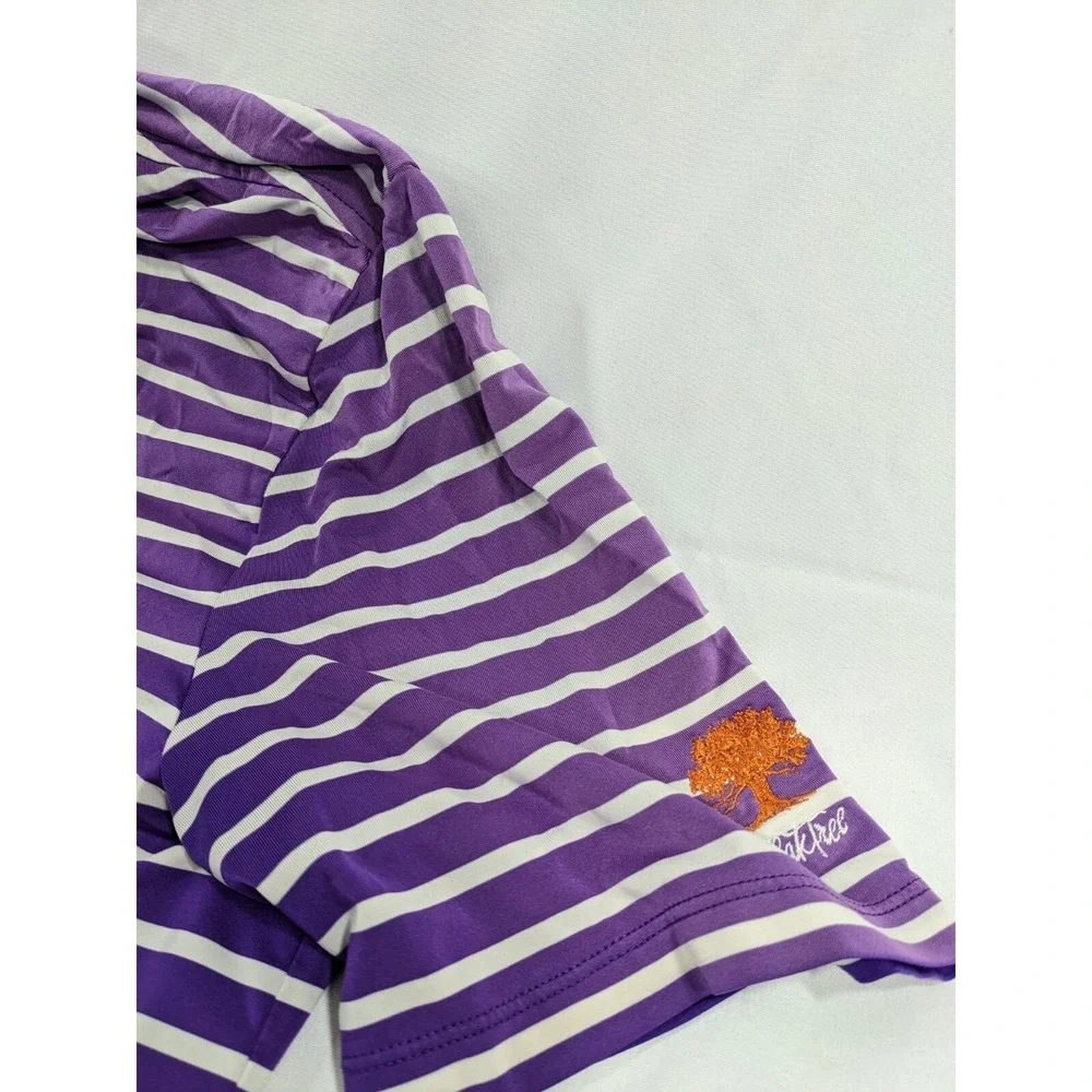 RLX Ralph Lauren Golf Polo Shirt Size Medium Purple Striped Oak Tree Golf Course
